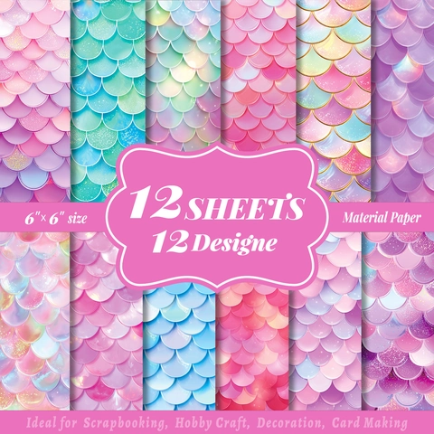 Mermaid Scale Scrapbook Paper Pad Decorative Material Paper For DIY Craft Journaling Card Making Photo Album Decoration Supplies