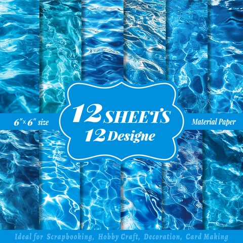 Blauw Waterrimpel Textuur Scrapbook Papier Voor DIY Kunst Achtergrond Decoratieve Kaarten Maken Accessoire Japanse Stijl Decoratie