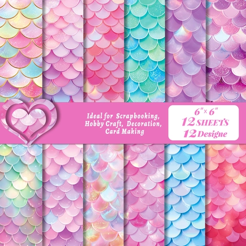 Mermaid Scale Scrapbook Paper Pad Decorative Material Paper For DIY Craft Journaling Card Making Photo Album Decoration Supplies