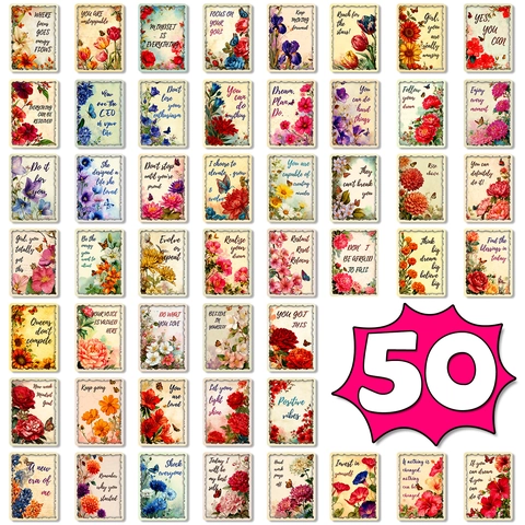 Vintage Florale Affirmationskarten Motivationszitate Karten Für DIY Journal Scrapbooking Raumdeko Ästhetik Geschenk