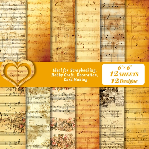 Vintage Notenblatt Scrapbook Papier Ästhetische Florale Musiknote Dekoratives Material Für DIY Journaling Basteln Multi Design