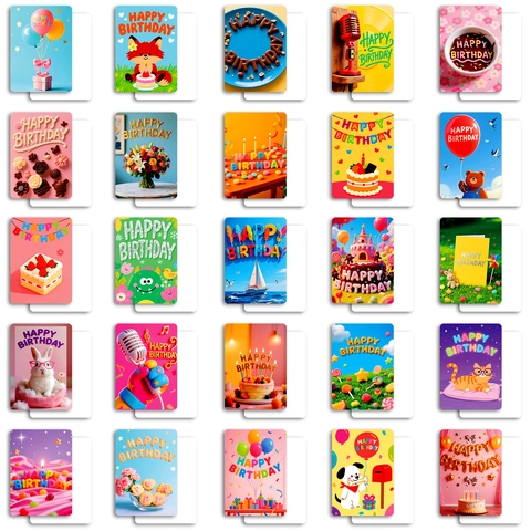 Tarjetas de Felicitación de Cumpleaños de Animales de Dibujos Animados Surtidas Happy Birthday Mini Tarjetas de Notas Lindas para Invitaciones de Fiesta Niños Mensaje Regalo