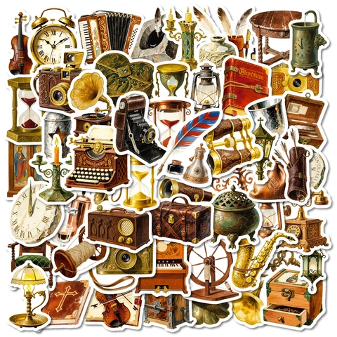 Adesivi Retrò Marroni Vintage per Scrapbooking Journaling Oggetti Domestici Antichi Estetici Adesivi Decorativi Impermeabili