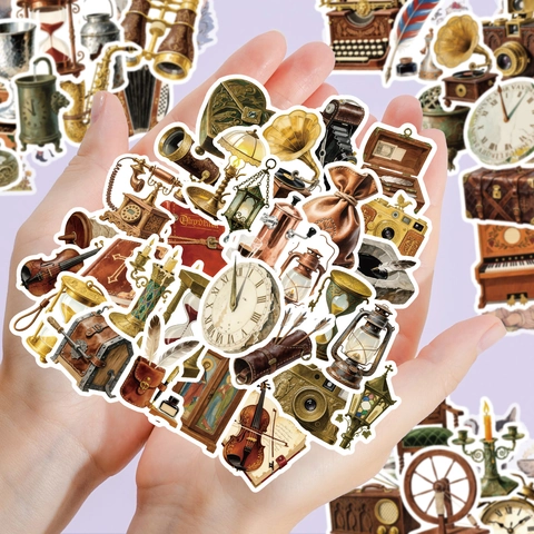 Adesivi Retrò Marroni Vintage per Scrapbooking Journaling Oggetti Domestici Antichi Estetici Adesivi Decorativi Impermeabili