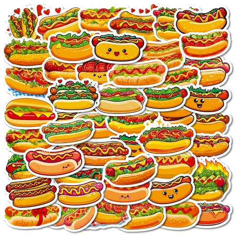 Adesivi per Hot Dog a Fumetti in PVC Impermeabile Graffiti Decalcomanie per Laptop Skateboard Bottiglia d'Acqua Notebook DIY