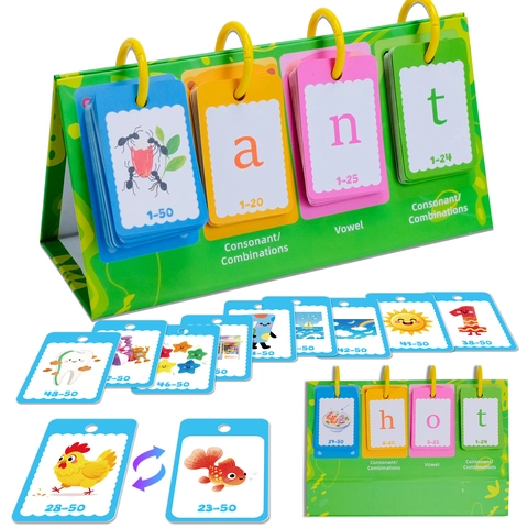 Desktop Phonics Word Building Educational Flashcards Kids Toddlers Learning Spelling Game With Stand Storage Bag