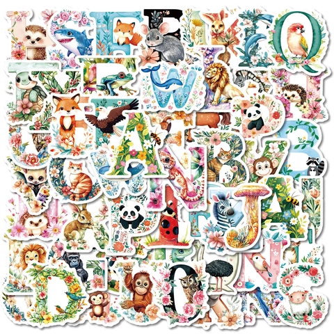 Wasserdichte Tier Alphabet Graffiti Cartoon Aufkleber DIY Dekorative Abziehbilder Für Gitarre Notizbuch Koffer