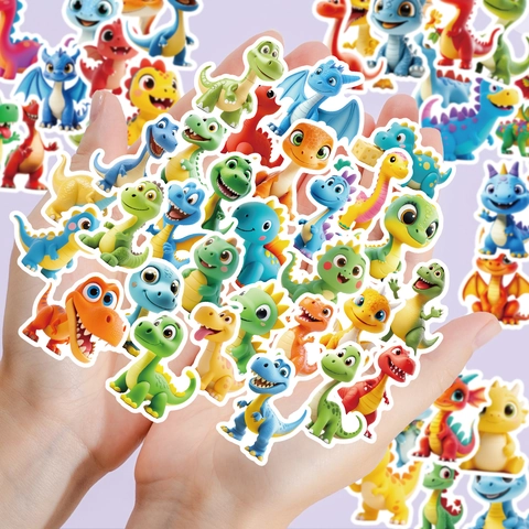 Cartoon Colorful Dinosaur Stickers Waterproof Vinyl Decals For Kids DIY Scrapbook Notebook Laptop Stationery Decoration