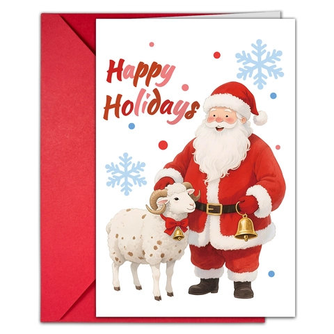 Hand-painted Christmas Greeting Cards Set Large Watercolor Santa Claus Animal Patterns Holiday Blessing Cards With Envelopes For Xmas Party