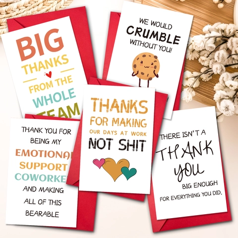 Cartes de Remerciement Avec Enveloppes Rouges pour l'Appréciation des Collègues Anniversaire Gratitude Cartes et Enveloppes pour Équipe de Bureau