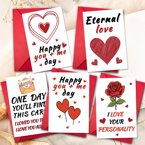 Tarjeta de Felicitación de San Valentín Con Sobre Rojo Diseño de Corazón Rosa Romántico Aniversario Boda Tarjeta DIY Escrita a Mano Amor Cartulina