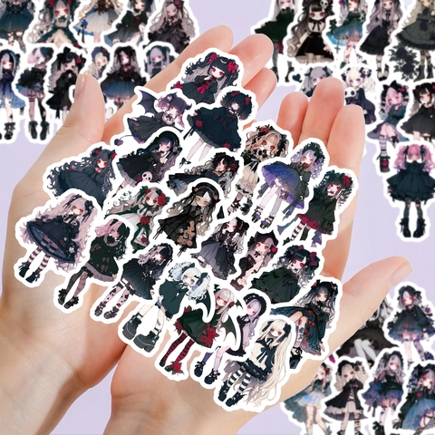 Dark Gothic Lolita Anime Girl Stickers Waterproof PVC Cartoon Graffiti Decal For Laptop Luggage Skateboard Scrapbooking Stationery