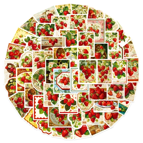 Vintage Strawberry Stickers For Scrapbooking Laptop DIY Decoration Aesthetic Botanical Illustration Waterproof Decals For Journaling