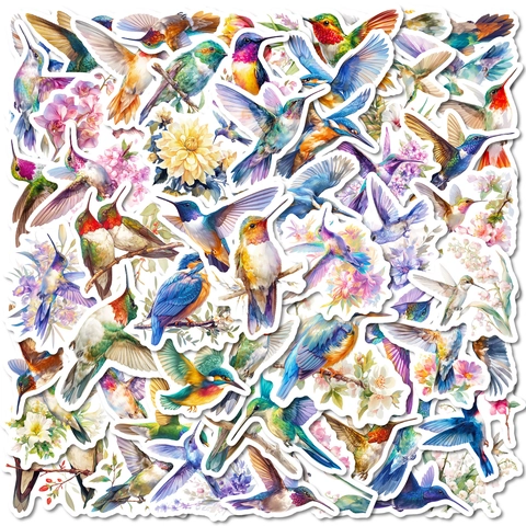 Autocollants Graffiti Colibri Fleurs Aquarelle Décalcomanies Décoratives Imperméables Pour Ordinateur Portable Scrapbooking DIY
