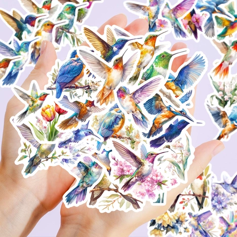 Autocollants Graffiti Colibri Fleurs Aquarelle Décalcomanies Décoratives Imperméables Pour Ordinateur Portable Scrapbooking DIY