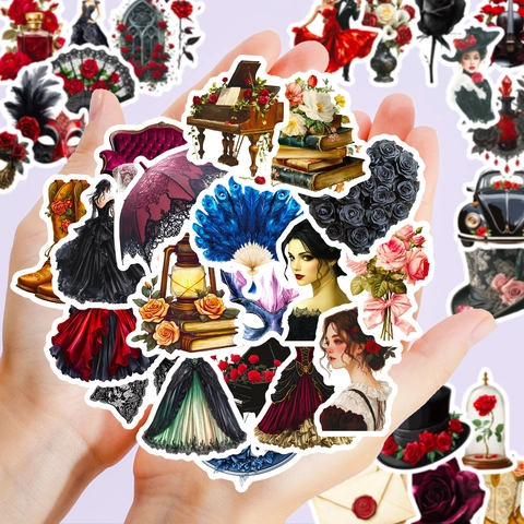 Vintage Gothic Aufkleber Dunkle Romantik Victorianischer Stil Wasserdicht PVC Deko Sticker Für Journal Handy Laptop DIY
