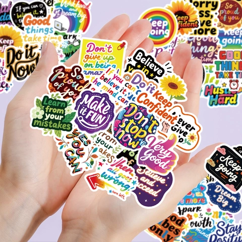 Waterproof Vinyl Inspirational Stickers Colorful Motivational Quotes Graffiti Decals For Laptop Water Bottle Phone Case Scrapbooking DIY Decorative Stickers