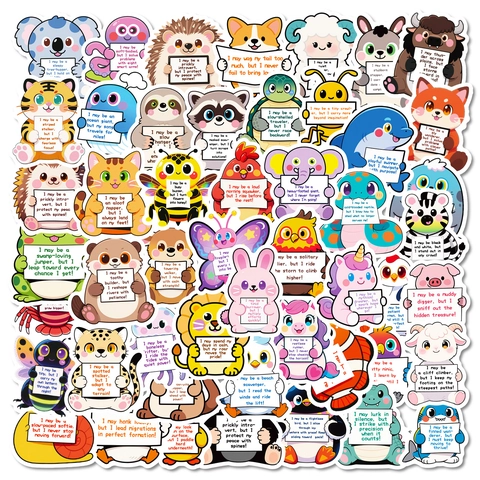 Autocollants Citations Inspirantes Animaux Dessin Animé Décalcomanies en Vinyle Imperméables pour Ordinateur Portable Gourde Scrapbooking Décoration