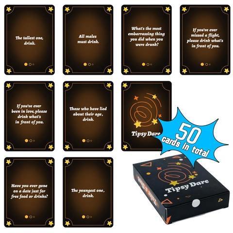 50 Carte Tipsy Dare Gioco Alcolico Carte Sfida Compito Per Festa Bar Amici Incontro Adulti Divertimento Sociale Gioco Di Carte