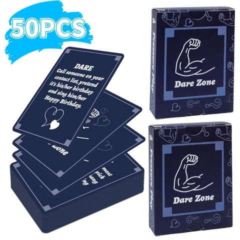 Dare Zone Gioco di Carte per Feste Obbligo O Verità Interazione Sociale Blu Profondo Carte in Carta Opaca per Adulti