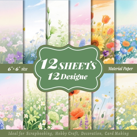 Watercolor Flower Scrapbook Paper Aesthetic Decorative Material Paper For DIY Crafts Card Making Journaling Botanical Art Paper