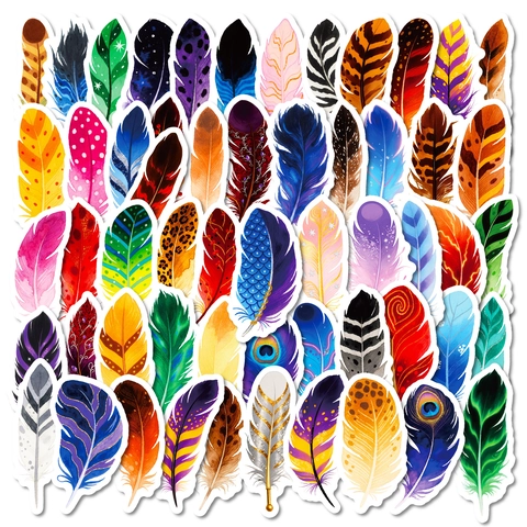 Bunte Feder Aufkleber Set Wasserdichte PVC Decals Für Laptop Notizbuch Handyhülle Scrapbooking DIY Kunst Handwerk Dekoration
