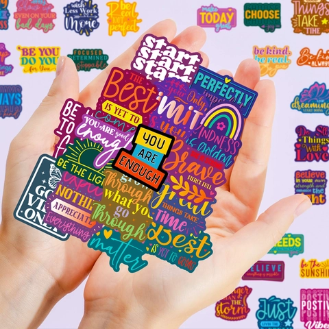 Motivierende Englische Text Aufkleber Bunte PVC Wasserdicht Inspirierende Zitate Für Wasserflasche Laptop Handy Gepäck DIY Dekoration Aufkleber