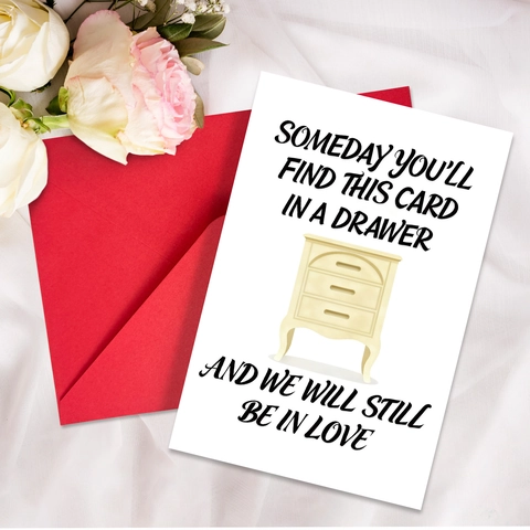 Romantic Anniversary Greeting Card With Red Envelope Illustration Drawer Pattern Folded Message Card Wedding Valentine
