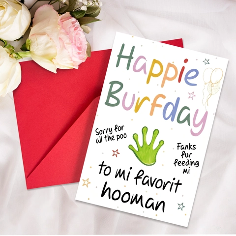 Funny Pet Theme Happy Birthday Greeting Cards And Red Envelopes Large Size Cute Paw Print Birthday Cards For Pet Lovers Friends Family Gift