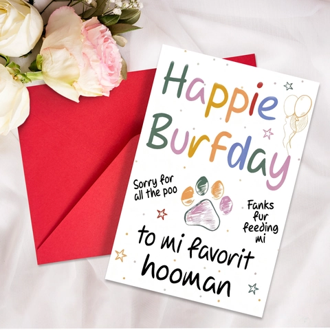 Humorous Pet Themed Happy Birthday Greeting Cards With Red Envelopes 300GSM Cardstock Folded Card For Pet Lovers Party