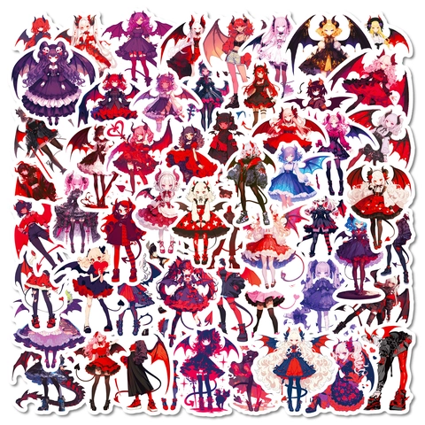 Gothic Lolita Devil Anime Girl Stickers Waterproof Cartoon Character Decals For Laptop Phone Case Scrapbooking DIY Decor