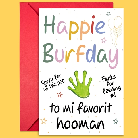 Funny Pet Theme Happy Birthday Greeting Cards And Red Envelopes Large Size Cute Paw Print Birthday Cards For Pet Lovers Friends Family Gift