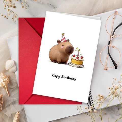 Cartoon Capybara Birthday Greeting Cards With Red Envelopes Cute Animal Illustration Paper Cards For Party Celebration Gifts