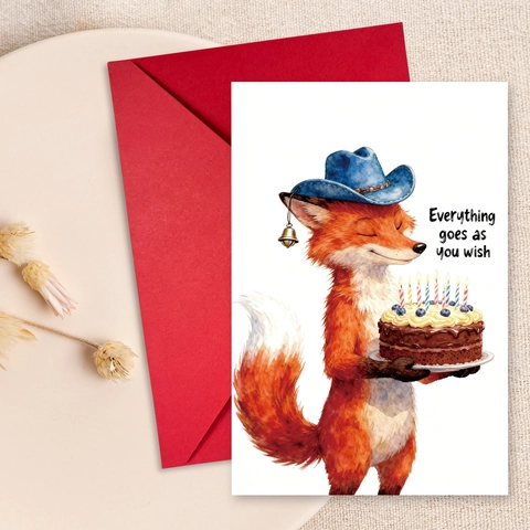 Aquarel Cartoon Dier Verjaardag Wenskaarten Met Rode Enveloppen Geïllustreerde Vos Beer Giraffe Pinguïn Vouwkaarten Voor Verjaardagsfeestje Cadeau