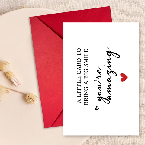 Einfach Modern Beschichtetes Papier Grußkarte Umschlag Set Mit Herz Herz Muster Und You're Amazing Text Für Geburtstag Hochzeit Party