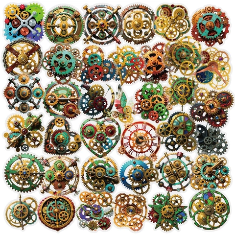 Pegatinas Steampunk Vintage Engranaje Reloj Corazón Mecánico Estilo Industrial PET Impermeable Calcomanías Para Scrapbooking DIY Decoración