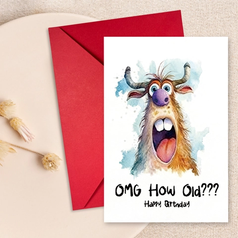 Lustige Monster Geburtstagskarten Mit Roten Umschlägen Humorvolle Aquarell Tier Illustration Für Geburtstagsfeier Geschenk Grußkarte