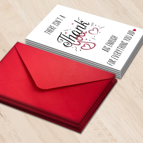Biglietti di Ringraziamento Con Buste Rosse Motivo a Cuore Cartoncino Cancelleria Per Matrimonio Compleanno Anniversario Regalo
