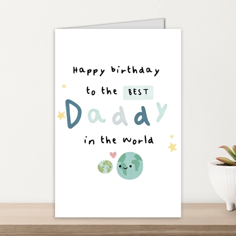 Gefeliciteerd Met Je Verjaardag Wenskaart Voor Papa Met Rode Envelop Cartoon Aarde Hond Kat Beer Ontwerp Vaderdag Cadeaukaart