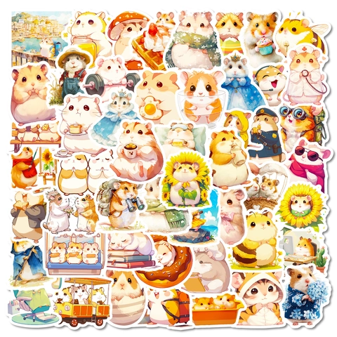 Cute Cartoon Hamster Stickers Waterproof Kawaii Animal Decals For Laptop Phone Case Luggage Scrapbooking Decoration Gift