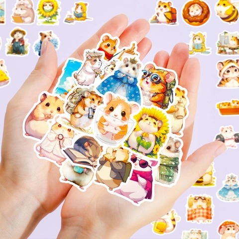Cute Cartoon Hamster Stickers Waterproof Kawaii Animal Decals For Laptop Phone Case Luggage Scrapbooking Decoration Gift