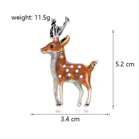 Vintage Zinklegierung Emaille Sikahirsch Brosche Für Damen Weihnachten Rentier Tier Pin Braun Galvanisierte Schmuck Zubehör