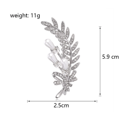 Eleganter Weizenähre Künstliche Perle Brosche Legierung Strass Botanisch Floral Pin Für Damen Hochzeit Bankett Mode Schmuck