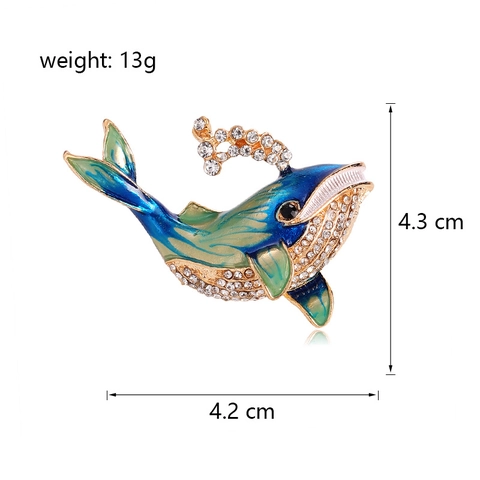 Creativa Spilla Balena Delfino in Lega Con Strass Smalto a Goccia Sfumatura Animale Spilla per Donna Uomo Gioielli Regalo