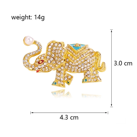 Exotic Elephant Brooch Alloy Rhinestone Artificial Pearl Animal Breastpin Vintage Enamel Accessory For Women Wedding Party Jewelry