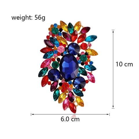 Lussuosa Spilla a Fiore in Lega di Cristallo Vintage Grande Spilla con Strass per Donna Matrimonio Banchetto Accessori Gioielli
