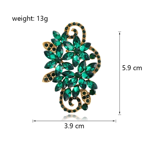 Broche Fleur en Alliage Vintage avec Strass pour Femmes Broche Bouquet de Cristaux de Luxe Bijoux pour Mariage Fête Cadeau