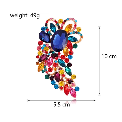 Lussuosa Spilla a Forma di Fiore in Lega con Strass Retrò per Donna Elegante Grande Spilla in Cristallo di Vetro per Matrimonio