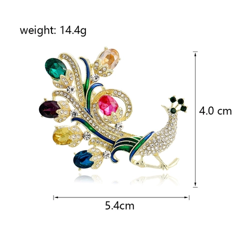 Vintage Enamel Peacock Brooch For Women Alloy Multi Color Rhinestone Animal Lapel Pin Jewelry Accessory Fashion Brooch