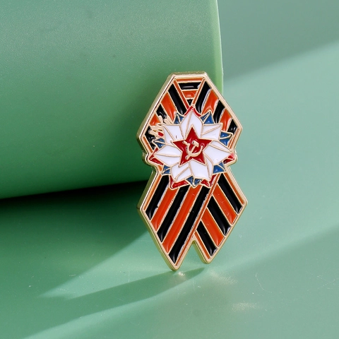 Alloy Enamel Russian Flag Wheat Ear Peace Dove Soviet War Medal Saint George Ribbon Brooch Badge Commemorative Jewelry
